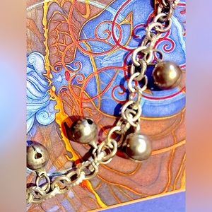 Tribal jangly bell bracelet gypsy silver tone adjustable 9 1/2 inches